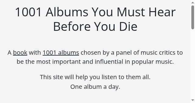 Screenshot of 1001albumsgenerator.com