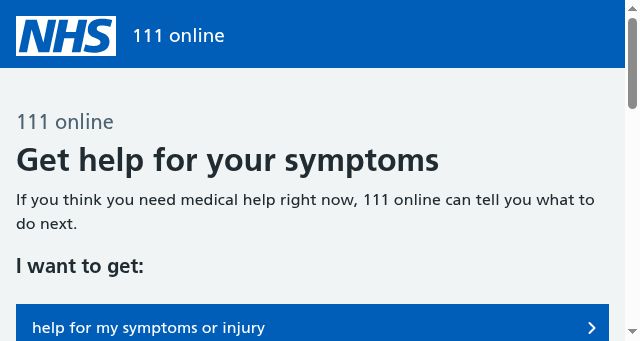 Screenshot of 111.nhs.uk