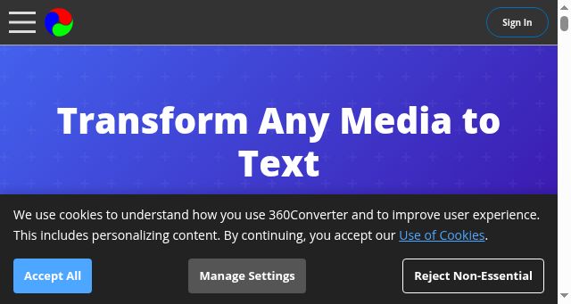 Screenshot of 360converter.com