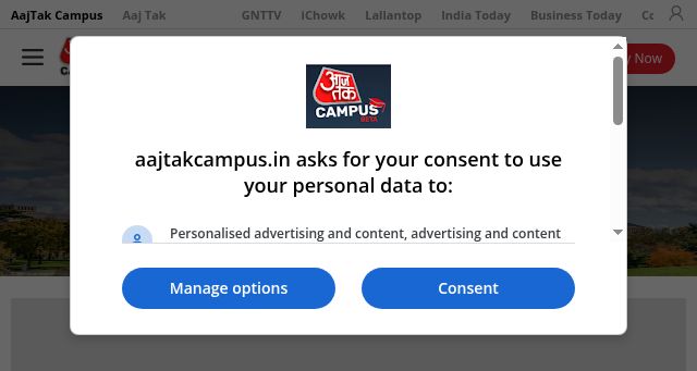 Screenshot of aajtakcampus.in