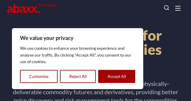 Screenshot of abaxx.exchange