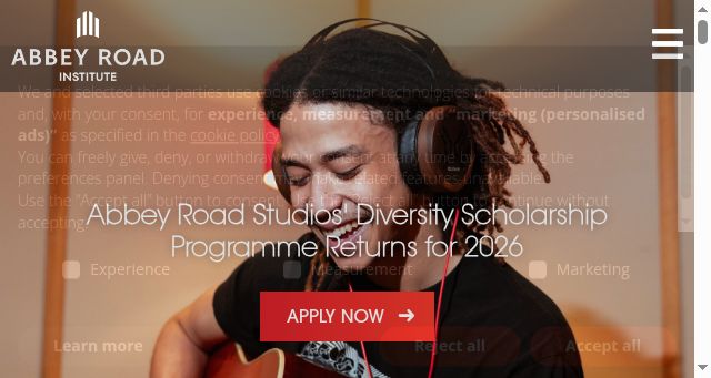 Screenshot of abbeyroadinstitute.co.uk