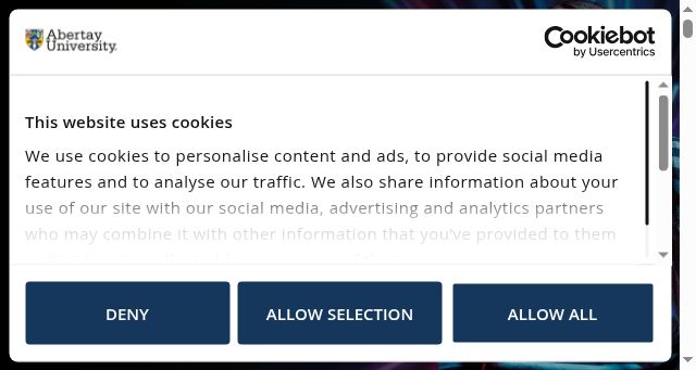 Screenshot of abertay.ac.uk