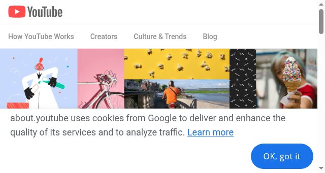 Screenshot of about.youtube