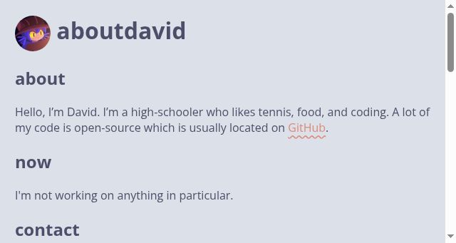 Screenshot of aboutdavid.me