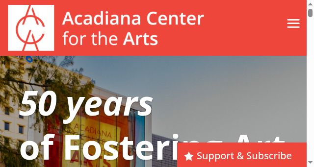 Screenshot of acadianacenterforthearts.org