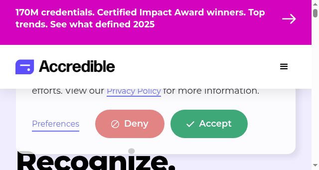 Screenshot of accredible.com