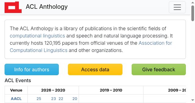 Screenshot of aclanthology.org