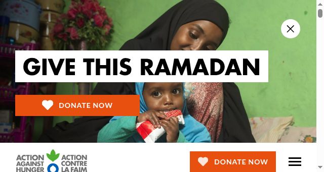 Screenshot of actionagainsthunger.ca