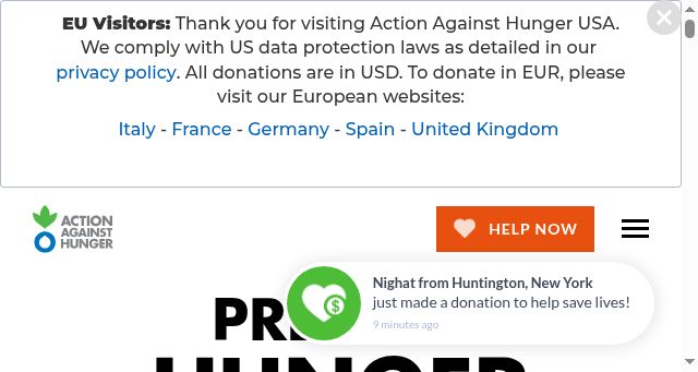 Screenshot of actionagainsthunger.org