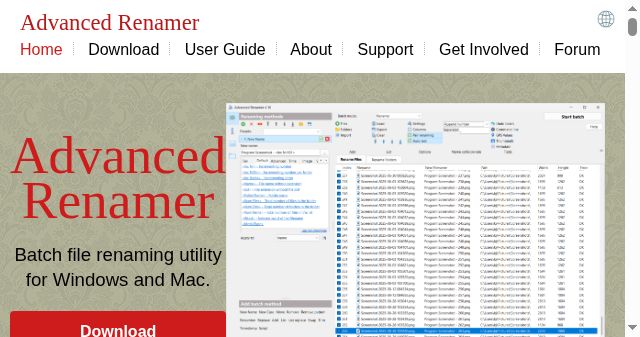 Screenshot of advancedrenamer.com