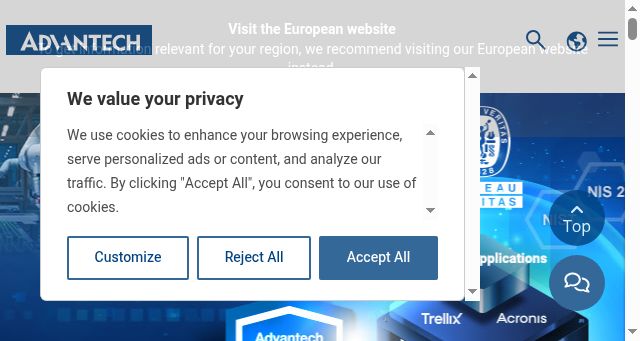 Screenshot of advantech.com