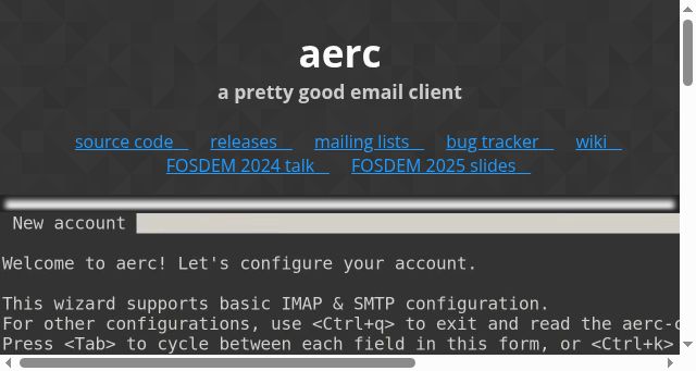 Screenshot of aerc-mail.org