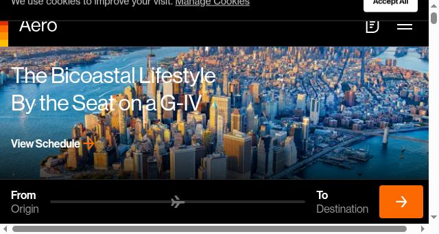 Screenshot of aero.com