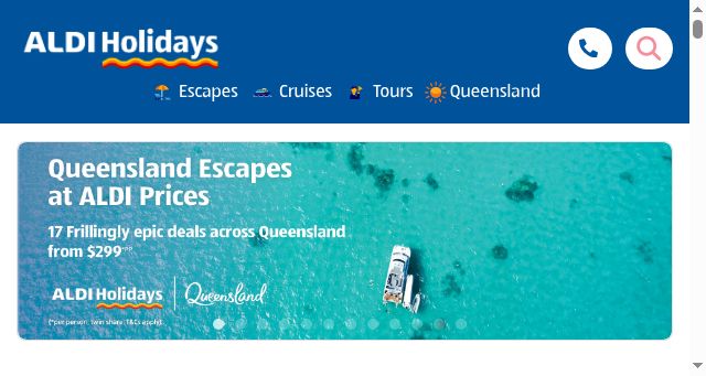 Screenshot of aldiholidays.com.au