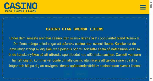 Screenshot of allacasinoutansvensklicens.se