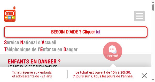 Screenshot of allo119.gouv.fr