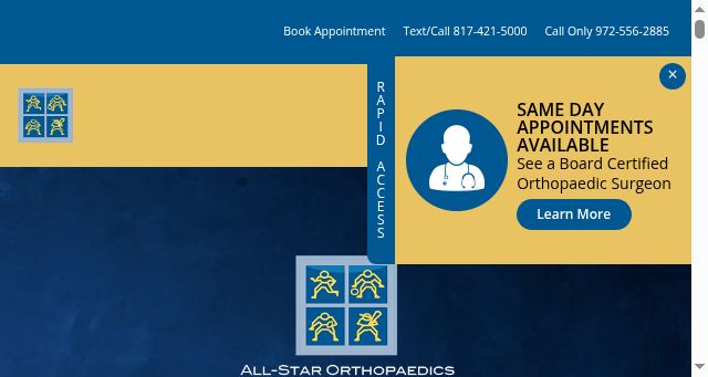 Screenshot of allstarortho.com