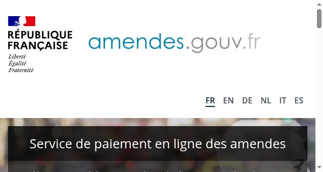 Screenshot of amendes.gouv.fr