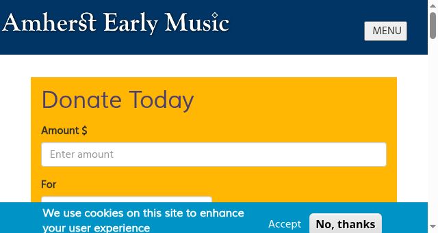 Screenshot of amherstearlymusic.org