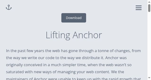 Screenshot of anchorcms.com