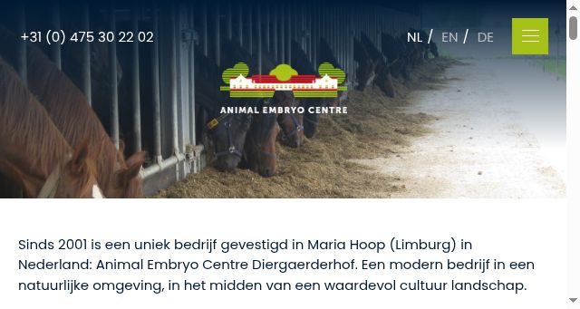 Screenshot of animalembryocentre.com