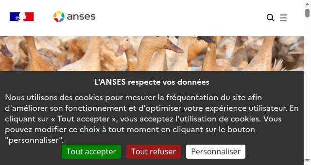 Screenshot of anses.fr