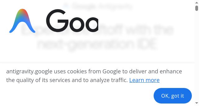 Screenshot of antigravity.google