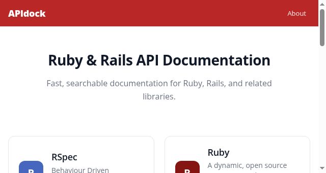 Screenshot of apidock.com