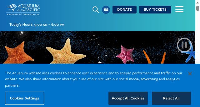 Screenshot of aquariumofpacific.org