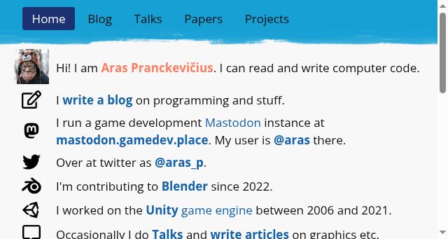 Screenshot of aras-p.info