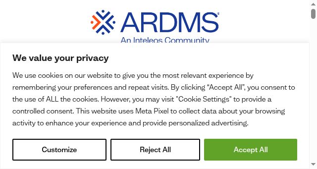 Screenshot of ardms.org