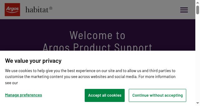 Screenshot of argos-support.co.uk