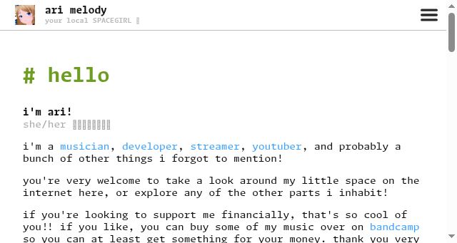 Screenshot of arimelody.space