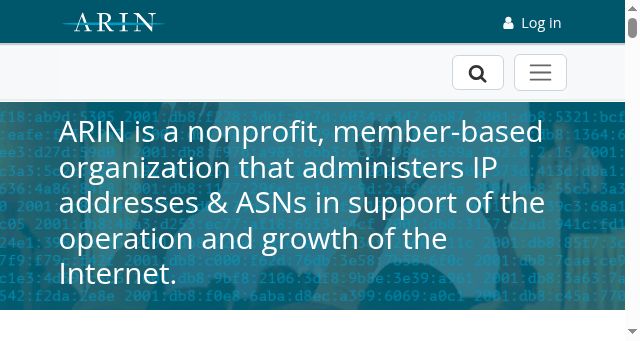 Screenshot of arin.net