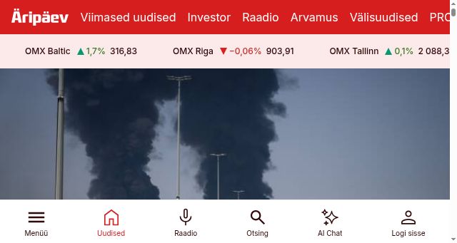 Screenshot of aripaev.ee