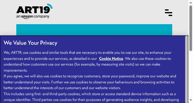 Screenshot of art19.com