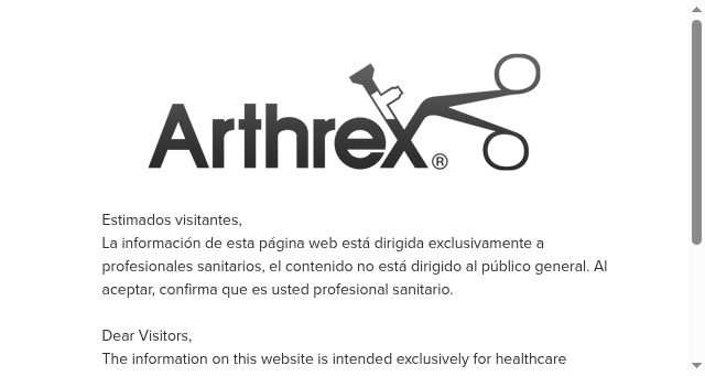 Screenshot of arthrex.com