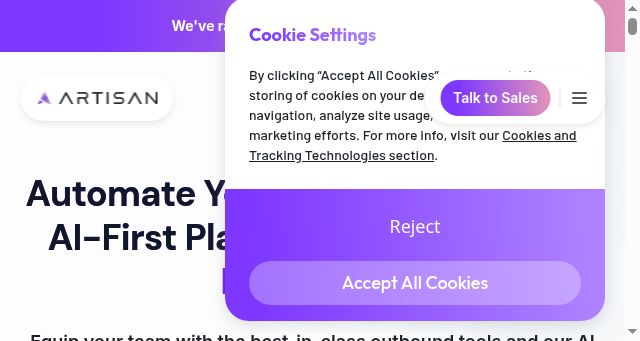 Screenshot of artisan.co