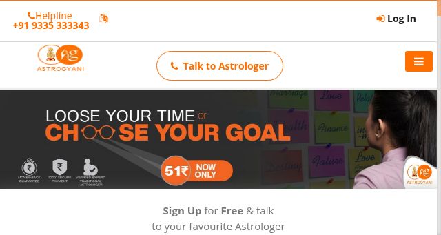 Screenshot of astrogyani.in