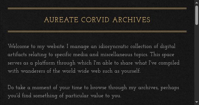 Screenshot of aureatecorvidarchives.com