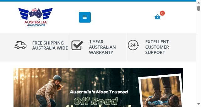 Screenshot of australiahoverboards.com.au