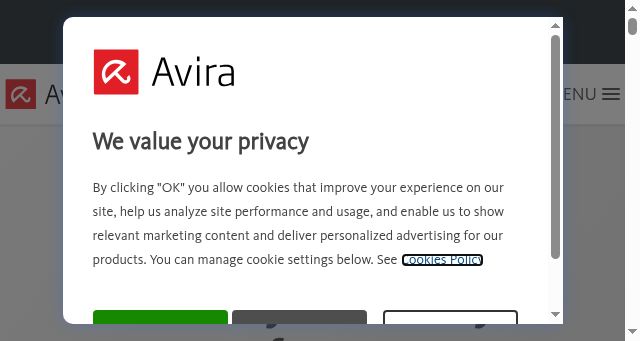 Screenshot of avira.com