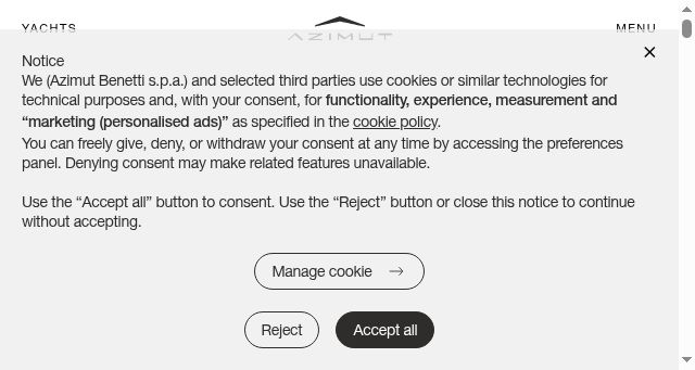 Screenshot of azimutyachts.com