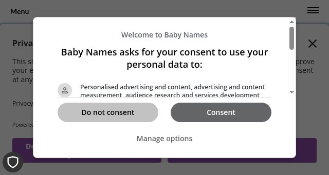 Screenshot of babynames.com
