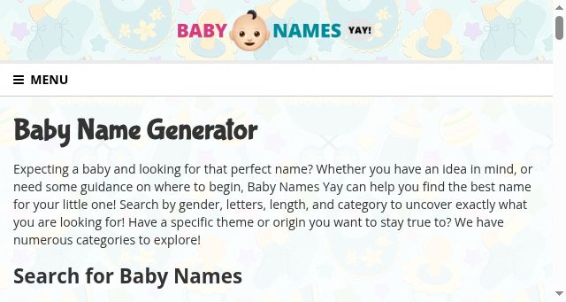 Screenshot of babynamesyay.com