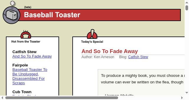 Screenshot of baseballtoaster.com