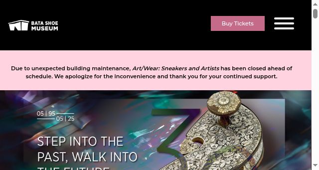 Screenshot of batashoemuseum.ca