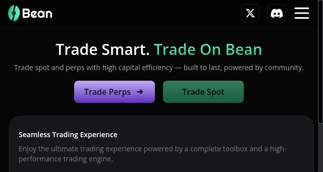Screenshot of bean.exchange