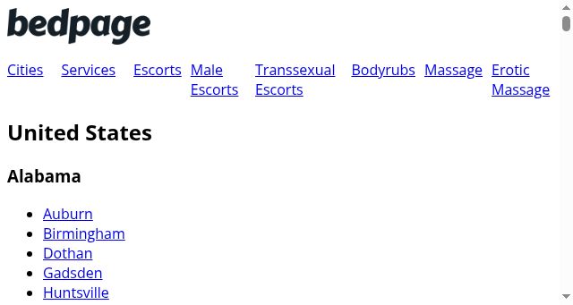 Screenshot of bedpage.com